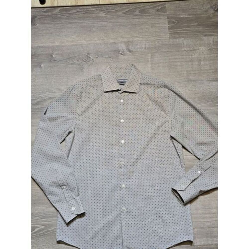 Geoffrey Beene Men's Gray & Black Slim Fit Flex Collar Stretch Size M‎